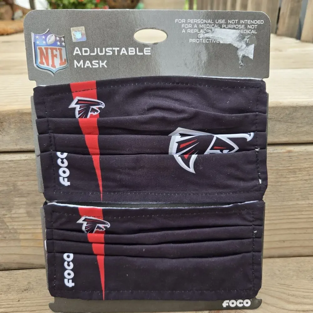 NEW 2 PK NFL Game Day Atlanta Falcons Adult Adjustable‎ Face Mask Covering NoCo